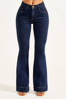 Calça Jeans Flare Luxury Cós Médio Escura