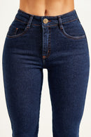 Calça Jeans Flare Luxury Cós Médio Escura