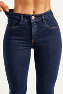 Calça Jeans Flare Luxury Cós Médio Escura