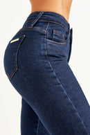 Calça Jeans Flare Luxury Cós Médio Escura
