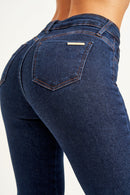 Calça Jeans Flare Luxury Cós Médio Escura