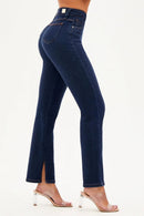 Calça Jeans Reta Luxury Cós Super Alto Escura