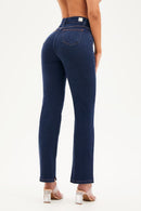 Calça Jeans Reta Luxury Cós Super Alto Escura