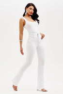 Calça Jeans Boot Cut Modeladora Milagrosa Cós Alto Branca