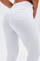 Calça Jeans Flare Mega Bumbum Milagrosa Cós Médio Branca
