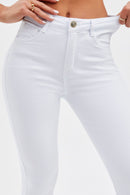 Calça Jeans Flare Mega Bumbum Milagrosa Cós Médio Branca