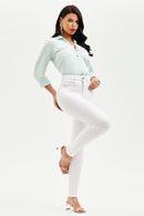 Calça Jeans Skinny Modeladora Milagrosa Cós Alto Branca