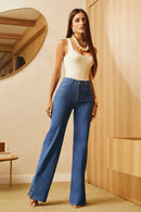 Calça Jeans Wide Leg Modeladora Linea Cós Médio