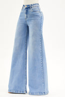 Calça Jeans Pantalona Basic Cós Super Alto Clara
