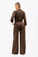 Calça Pantalona de Linho Dunas Coffee