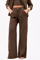 Calça Pantalona de Linho Dunas Coffee