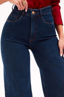 Calça Jeans Pantalona Modeladora Luxury Cós Super Alto Barra Tradicional