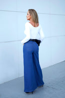 Calça Jeans Pantalona Modeladora Cós Médio