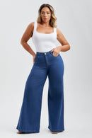 Calça Jeans Pantalona Modeladora Cós Médio