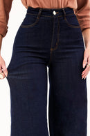 Calça Jeans Pantalona Ultra Modeladora Cós Alto Barra Tradicional