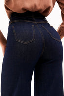 Calça Jeans Pantalona Ultra Modeladora Cós Alto Barra Tradicional