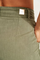 Calça Pantalona de Linho Dunas Verde Militar