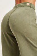 Calça Pantalona de Linho Dunas Verde Militar