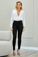 Calça Jeans Skinny Modeladora Cós Médio Preto Intenso