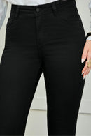 Calça Jeans Skinny Modeladora Cós Médio Preto Intenso