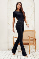 Calça Jeans Flare Modeladora Cós Médio Preto Intenso
