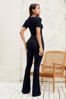 Calça Jeans Flare Modeladora Cós Médio Preto Intenso