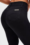Calça Jeans Flare Mega Bumbum Cós Médio Preto Intenso