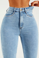 Calça Jeans Reta Basic Cós Super Alto Clara
