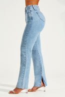 Calça Jeans Reta Basic Cós Super Alto Clara
