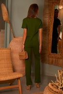 Calça Reta Comfort Office Verde