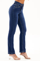 Calça Jeans Reta Modeladora Curva dos Sonhos Cós Médio Escura