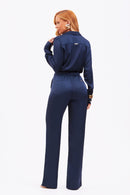 Calça Alfaiataria de Viscose Acetinada Essence Azul