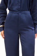Calça Alfaiataria de Viscose Acetinada Essence Azul