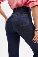 Calça Jeans Skinny Modeladora Revolucionária Cós Super Alto Escura