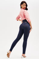 Calça Jeans Skinny Modeladora Revolucionária Cós Super Alto Escura