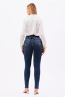 Calça Jeans Skinny Modeladora Essencial Cós Super Alto Barra Tradicional