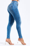 Calça Jeans Skinny Modeladora Mega Bumbum Cós Médio