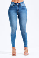 Calça Jeans Skinny Modeladora Mega Bumbum Cós Médio