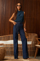 Calça Jeans Wide Leg Soul Cós Super Alto Escura