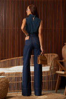 Calça Jeans Wide Leg Soul Cós Super Alto Escura