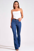 Calça Jeans Flare Modeladora Cós Médio