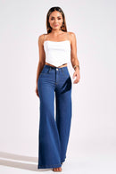 Calça Jeans Pantalona Modeladora Cós Médio