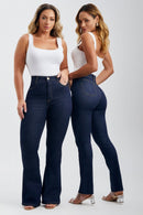 Calça Jeans Reta Ultra Modeladora Cós Alto Barra Corte a Laser