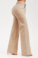 Calça Jeans Wide Leg Soul Cós Médio Nude