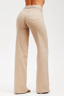 Calça Jeans Wide Leg Soul Cós Médio Nude