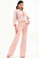 Calça Jeans Wide Leg Soul Cós Médio Rosa