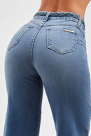 Calça Jeans Wide Leg Apaixonante Cós Médio