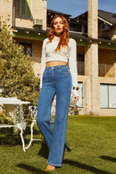 Calça Jeans Wide Leg Clássica Cós Super Alto 99% Algodão