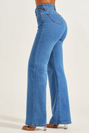 Calça Jeans Wide Leg Clássica Cós Super Alto 99% Algodão