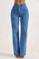 Calça Jeans Wide Leg Clássica Cós Super Alto 99% Algodão